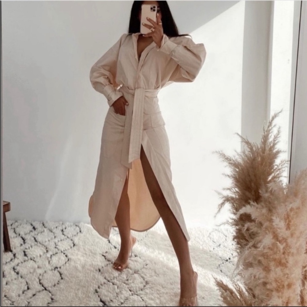 NWOT structured cream dress